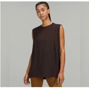 Lululemon Modal Pleated Shoulder Tank Top Size 10 French Press Travel Athleisure